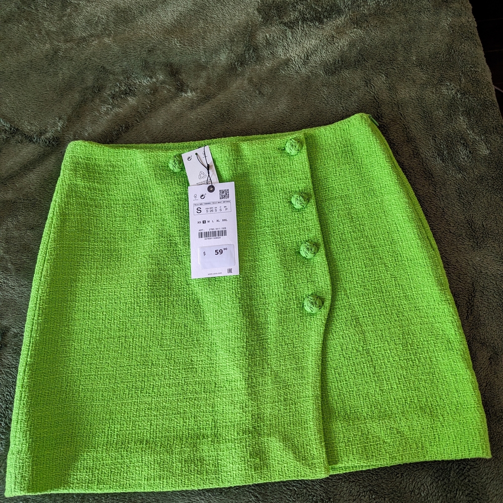 Zara Green Button-Front Skirt - Picture 5 of 5